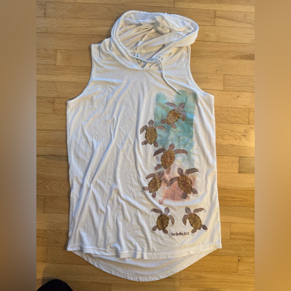 U.S. Apparel White Turtle Graphic Sleeveless Sun Protection Hoodie